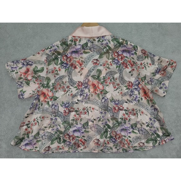 Victoria's Secret Pajama‎ Top Womens Lg Satin Floral V-Neck Button Up - Picture 5 of 9
